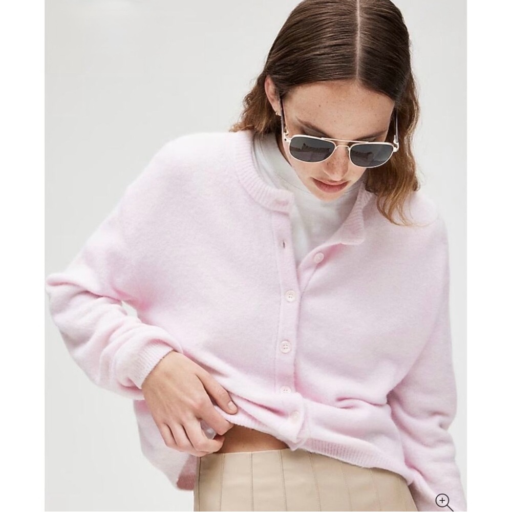 NWT J. Crew Supersoft Bubble-hem Cardigan Sweater Peppermint Ice Pink